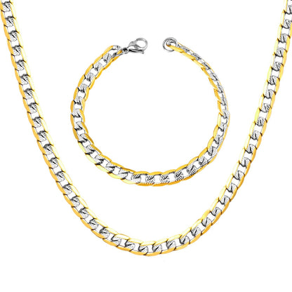ASON Women/Men 6MM/8MM/10MM Width Necklace Set Stainless Steel Necklace with Bracelet Cuban Chain for Diy Jewelry Making