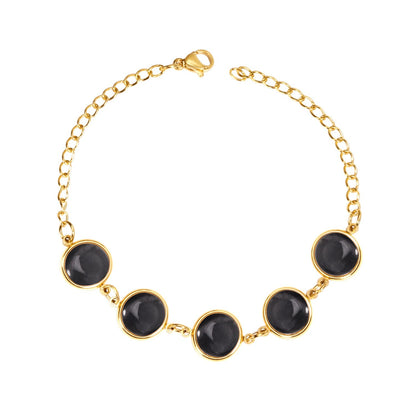 ASON Trendy Opals 20cm Chain Bracelet Bangle Gold Color Stainless Steel for Women Accessories Jewelry Mujer Daily Wear
