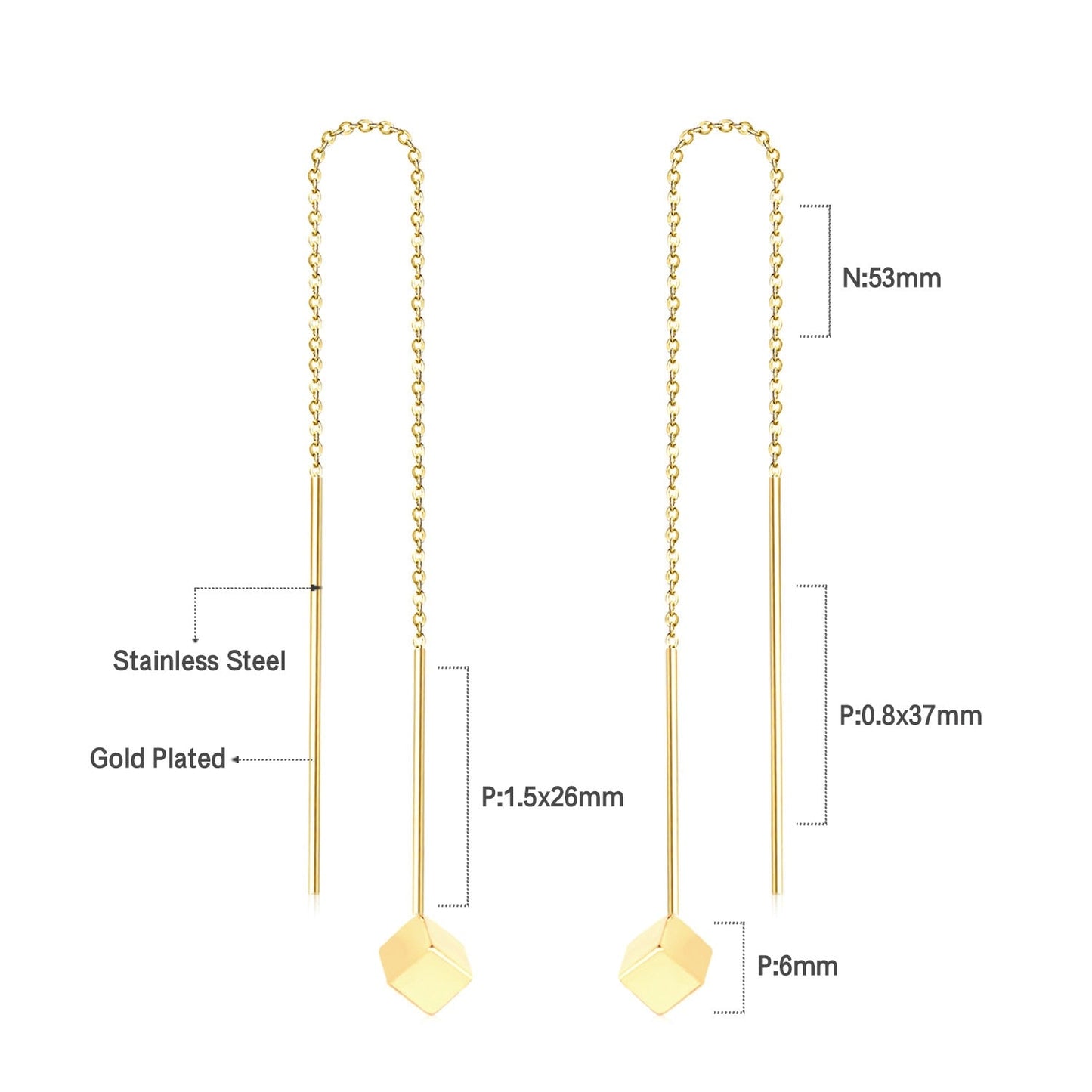 Simple Tassel Linear Chain Long Drop Earrings For Women Girl Geometric Star Hanging Ear Line Japan Korean Jewelry 2022