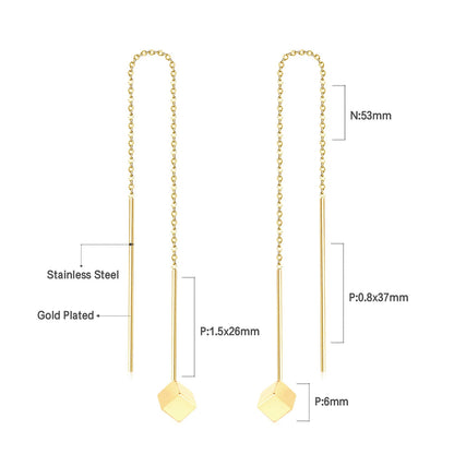 Simple Tassel Linear Chain Long Drop Earrings For Women Girl Geometric Star Hanging Ear Line Japan Korean Jewelry 2022