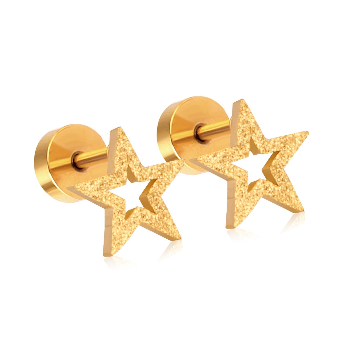 ASON Scurb Star Moon Screw Piercing Stud Earrings Stainless Steel Gold Color for Women Unique Accessories Jewelry Christmas
