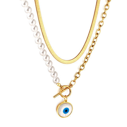 Snake Chain Double Layer New Design Evil Eyes Collier For Woman OT Chain Necklaces Trendy Products 2022 Lucky Girls
