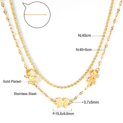 Gothic Multilayer Snake Crystal Necklace Women Gold Color Stainless Steel Double Chain Bohemian 2022 Trendy Jewelry