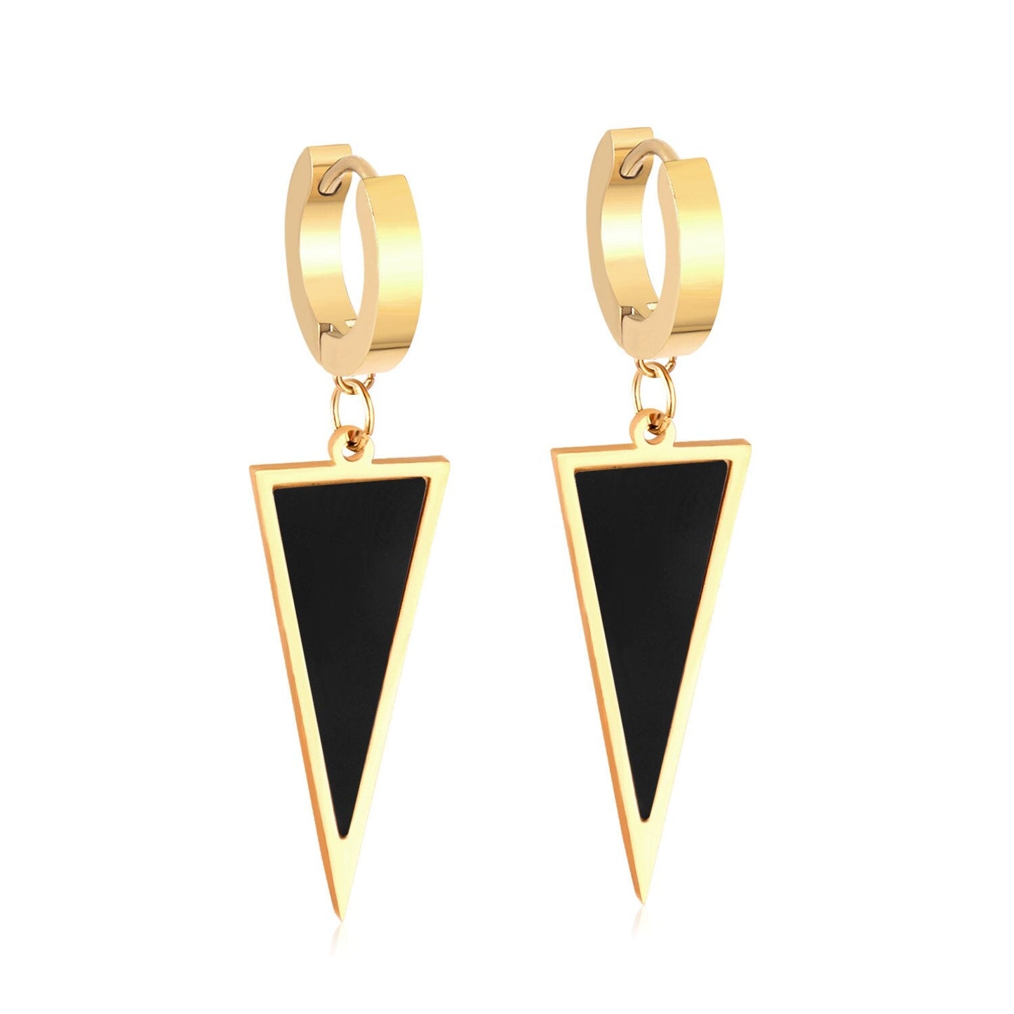 ASON Trendy Style Triangle Shell Drop Earrings for Women Stainless Steel Gold Color Hoop Jewelry Party Daily Wear Piercing