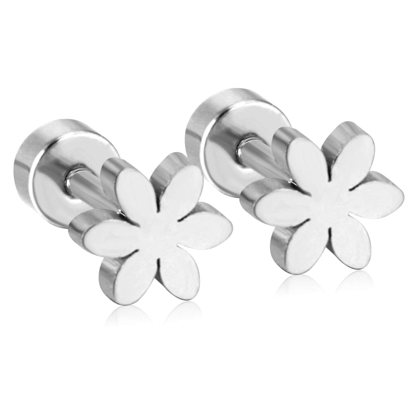 ASON Flower Screw Stud Earrings Newest Trendy Style Gold Color Stainless Steel Dangler for Women/Girl Accessories Mujer