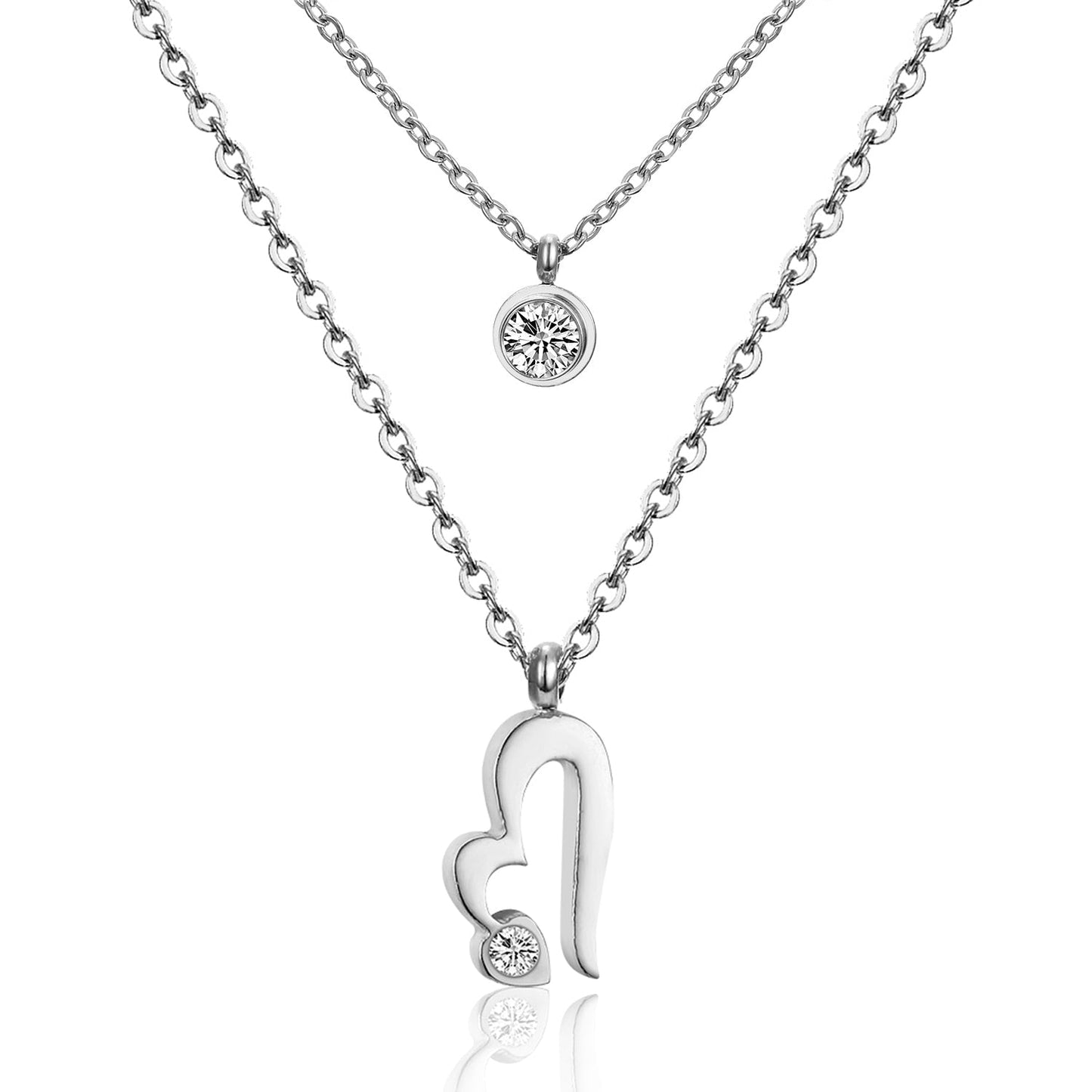 ASON Heart Round Cubic Zirconia Multi-layer Link Chain Pendant Necklace Stainless Steel Gold Color Collars Jewelry Chokers