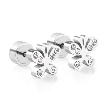 6mm 18K Stainless Steel Brincos Mini Heart Star Stud Earrings 2022 Fashion Korean For Women Girl Crystal Earings