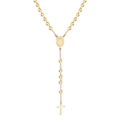 Wholesale Ason Long Scapular Catholic Rosaries Beads Christian Cross Pendant Necklaces Stainless Steel for Women Men Jewelry Chokers
