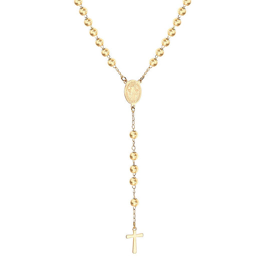 Wholesale Ason Long Scapular Catholic Rosaries Beads Christian Cross Pendant Necklaces Stainless Steel for Women Men Jewelry Chokers