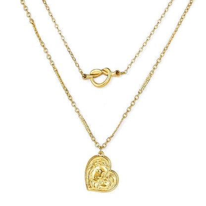 Stainless Steel Necklace For Women Romantic Style Gold Color Heart Pendant Necklace Wedding Layer Jewelry Party Gift