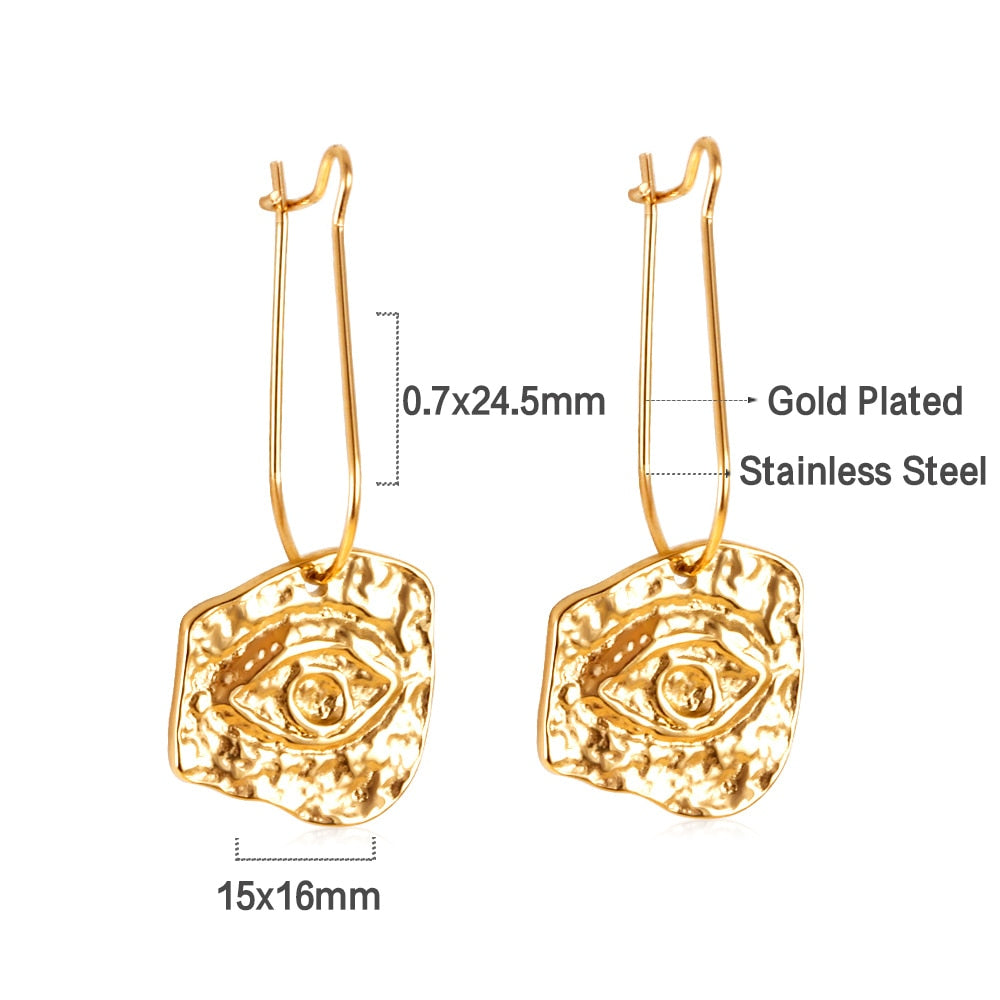 Summer Stainless Steel Geometric Hoop Earrings Minimalist Fan Leaf Shape Unusual Beach Waterproof Jewelry For Women