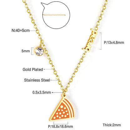 Enamel Girls Kids Jewelry Cute Crystal Strawberry Pendant Necklace for Women Stainless Steel Waterproof Sweet Choker Birthday Gifts