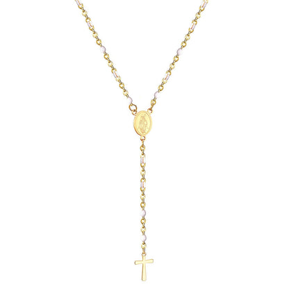 Wholesale Ason Long Scapular Catholic Rosaries Beads Christian Cross Pendant Necklaces Stainless Steel for Women Men Jewelry Chokers