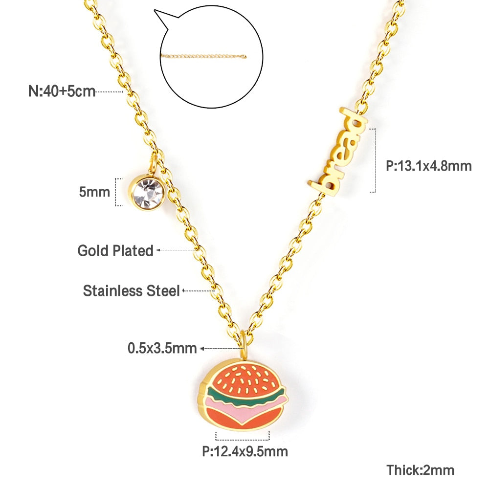 Enamel Girls Kids Jewelry Cute Crystal Strawberry Pendant Necklace for Women Stainless Steel Waterproof Sweet Choker Birthday Gifts