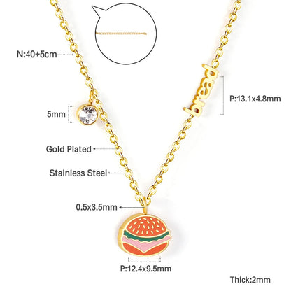 Enamel Girls Kids Jewelry Cute Crystal Strawberry Pendant Necklace for Women Stainless Steel Waterproof Sweet Choker Birthday Gifts