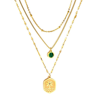 Green AAA Zirconia Collier For Woman Party Luxury Decor  Fairy Aesthetic Triple Chain Necklaces Multilayer Choker