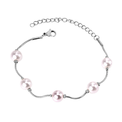 ASON Adjustable Imitation Pearl Chain Bracelets Bangles for Women Gold Color Stainless Steel Extender Fashion Jewelry Gift