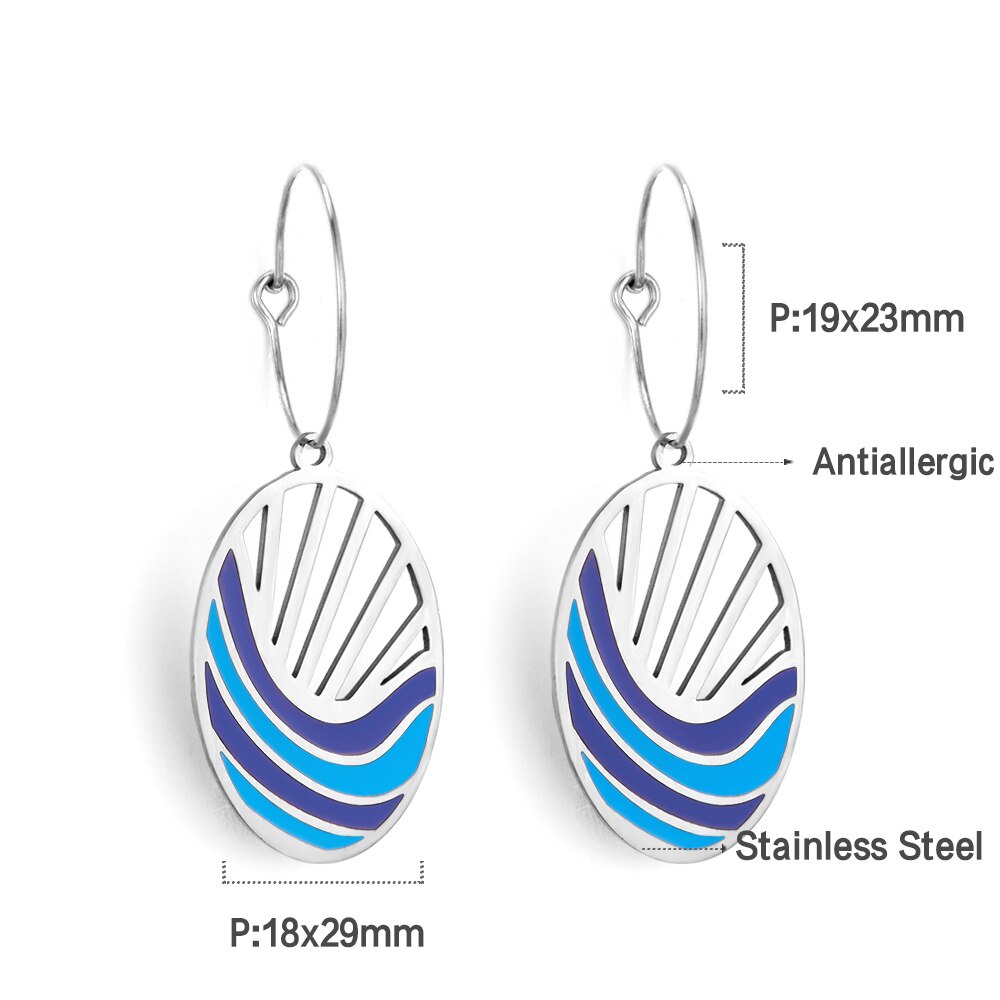 Summer Stainless Steel Geometric Hoop Earrings Minimalist Fan Leaf Shape Unusual Beach Waterproof Jewelry For Women