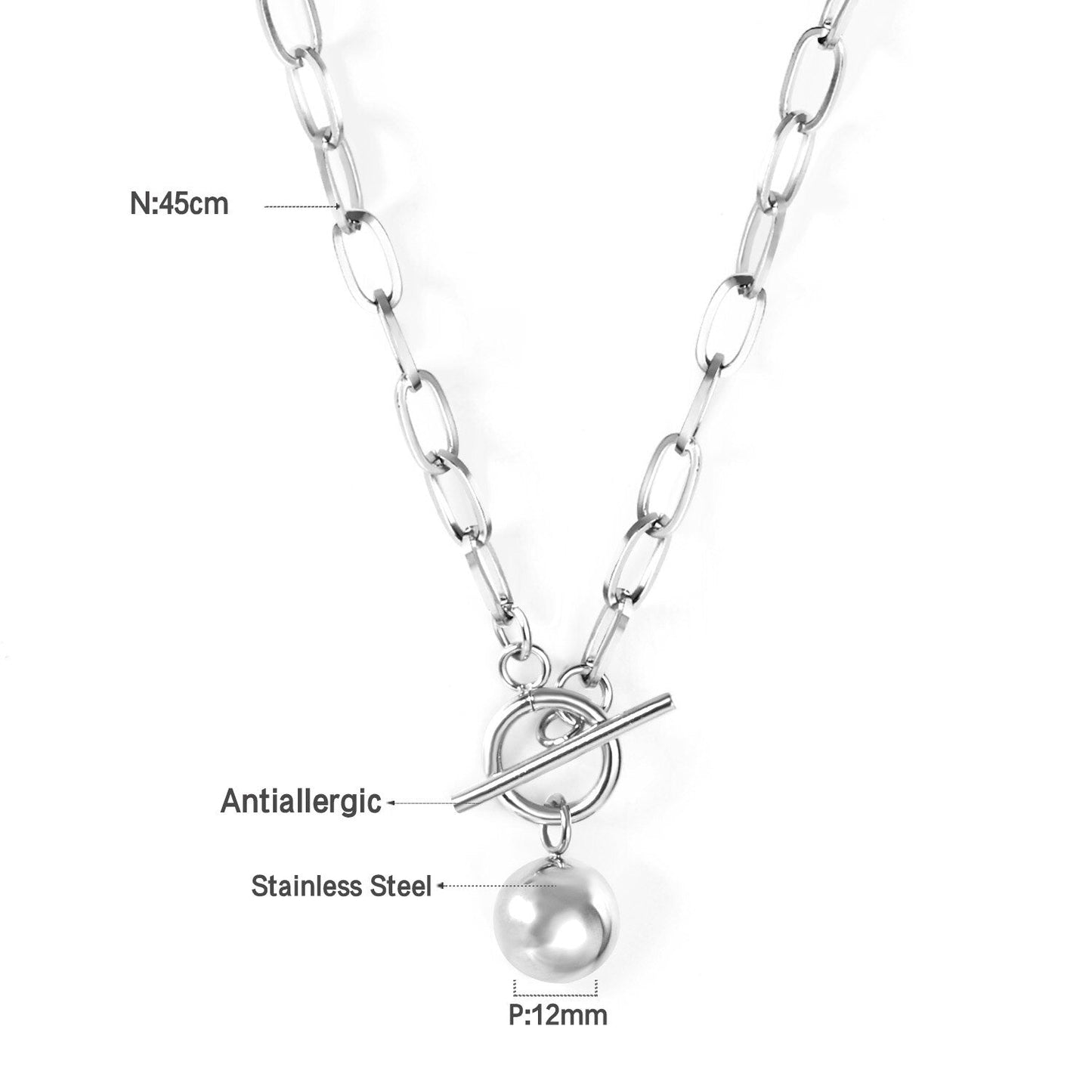 Stainless Steel Ball Charm Necklace for Women Gold Color Cuban Link Chain Choker Minimalist Girls Design Neck Collar