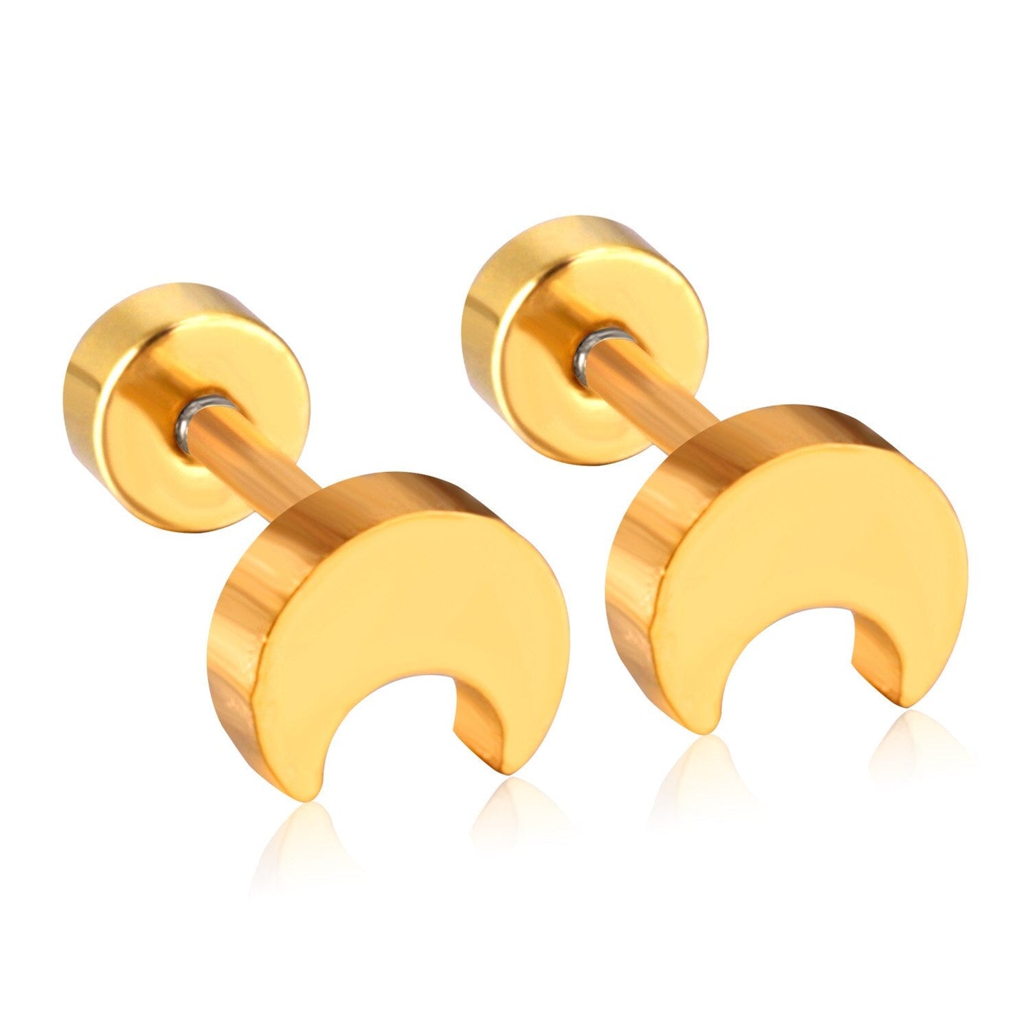 ASON Scurb Star Moon Screw Piercing Stud Earrings Stainless Steel Gold Color for Women Unique Accessories Jewelry Christmas