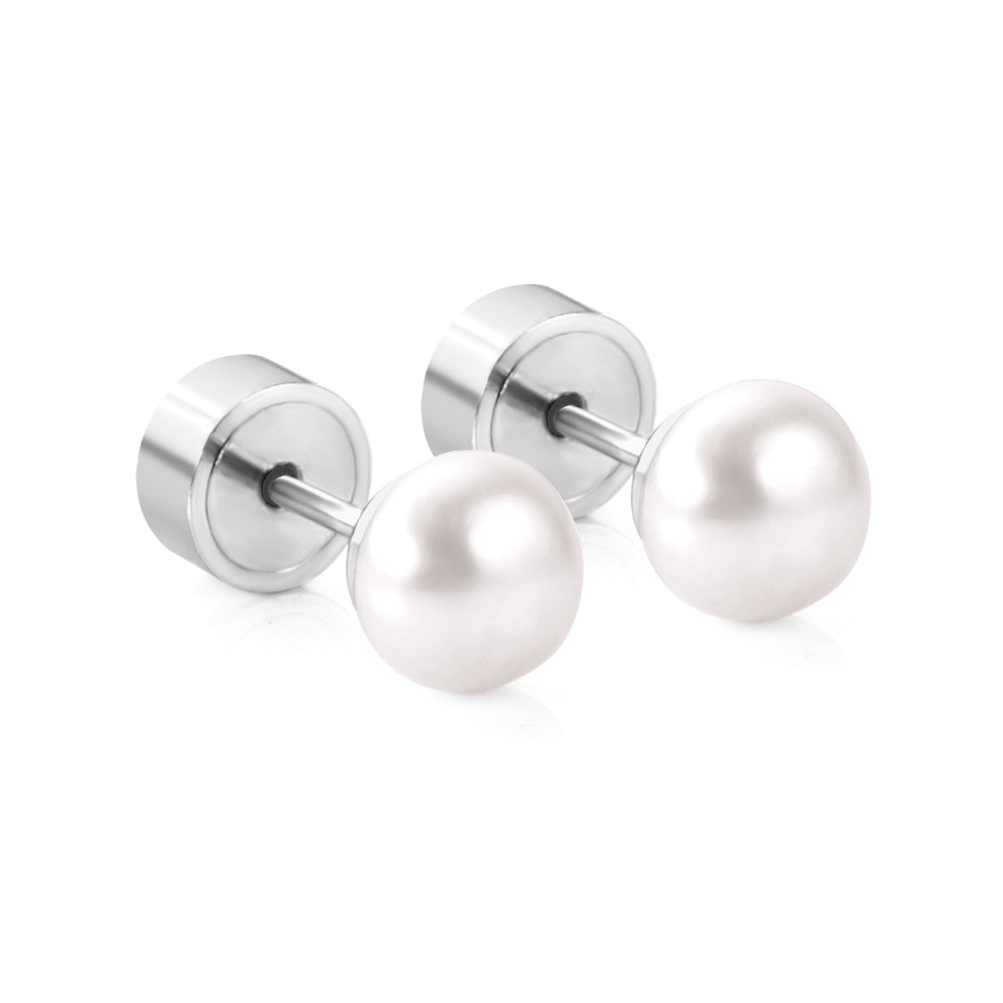 ASON White/Pink Color Freshwater Pearl Piercing Stud Earrings Silver Color Stainless Steel For Girl Women Wholesale Gift