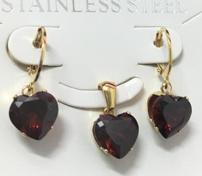 Heart Shape Luxury Jewelry Sets For Woman Dangle AAA Zirconia Earrings With Heart Fairy Aesthetic Pendant Necklace