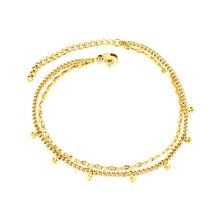 ASON Trendy Anchor Accessories Multi-layer Link Chains Anklets Gold Color Stainless Steel For Women Girl Foot Jewelry Party