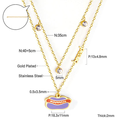 Enamel Girls Kids Jewelry Cute Crystal Strawberry Pendant Necklace for Women Stainless Steel Waterproof Sweet Choker Birthday Gifts