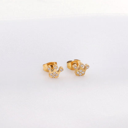 Women Earring New Trendy Stainless Steel Gold Color Flower Star butterfly Heart Monn Stud Earring Fashion Jewelry