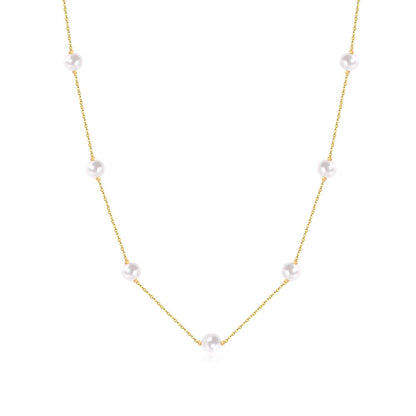 ASON White Black Round Imitation Pearl Pendant Necklace Gold Color Stainless Steel Snake Chain Jewelry Gift Party Chokers