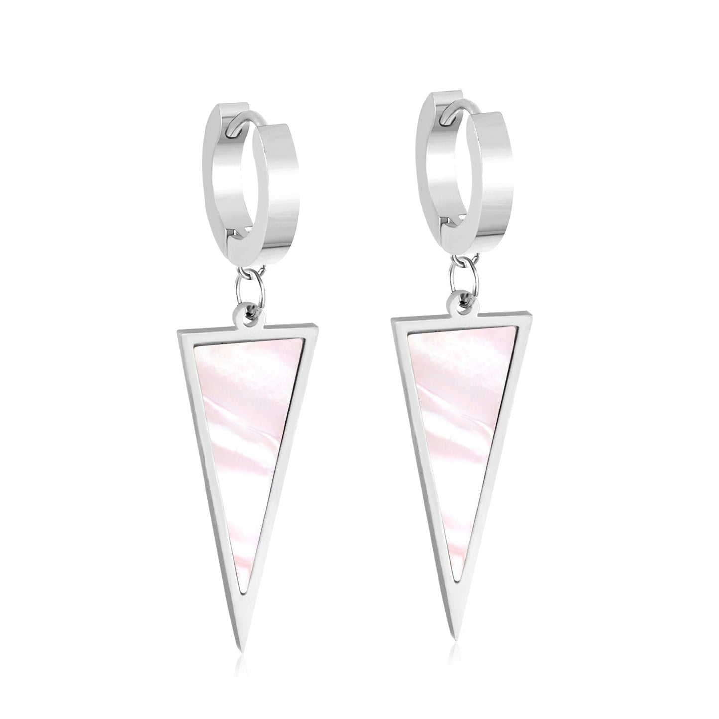ASON Trendy Style Triangle Shell Drop Earrings for Women Stainless Steel Gold Color Hoop Jewelry Party Daily Wear Piercing