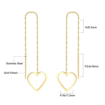 Simple Tassel Linear Chain Long Drop Earrings For Women Girl Geometric Star Hanging Ear Line Japan Korean Jewelry 2022