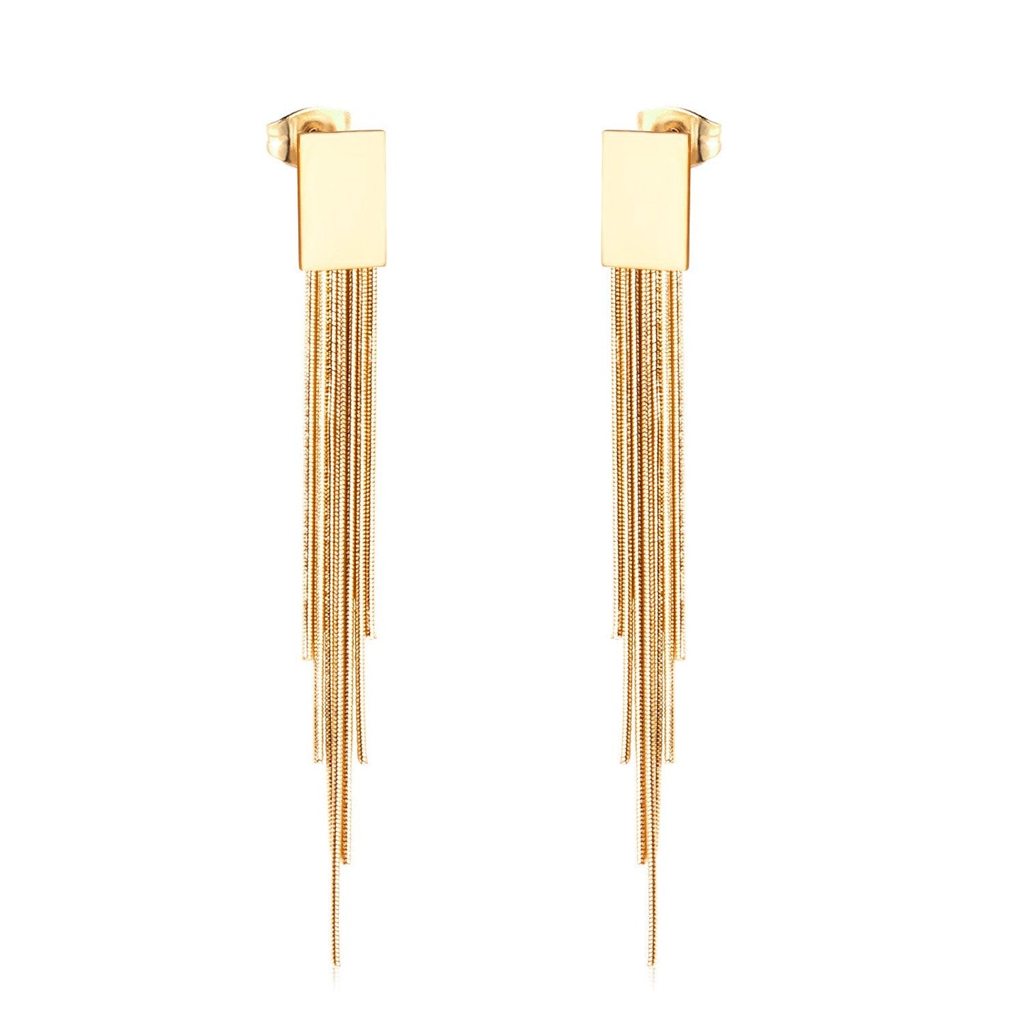 ASON Statement Korean Style Piercing Drop Earrings Tassel Dangle Earring Stainless Steel Jewelry for Women Gold Color Gift