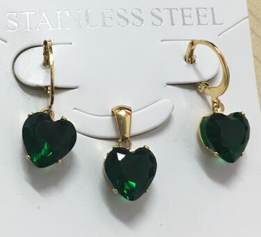 Heart Shape Luxury Jewelry Sets For Woman Dangle AAA Zirconia Earrings With Heart Fairy Aesthetic Pendant Necklace