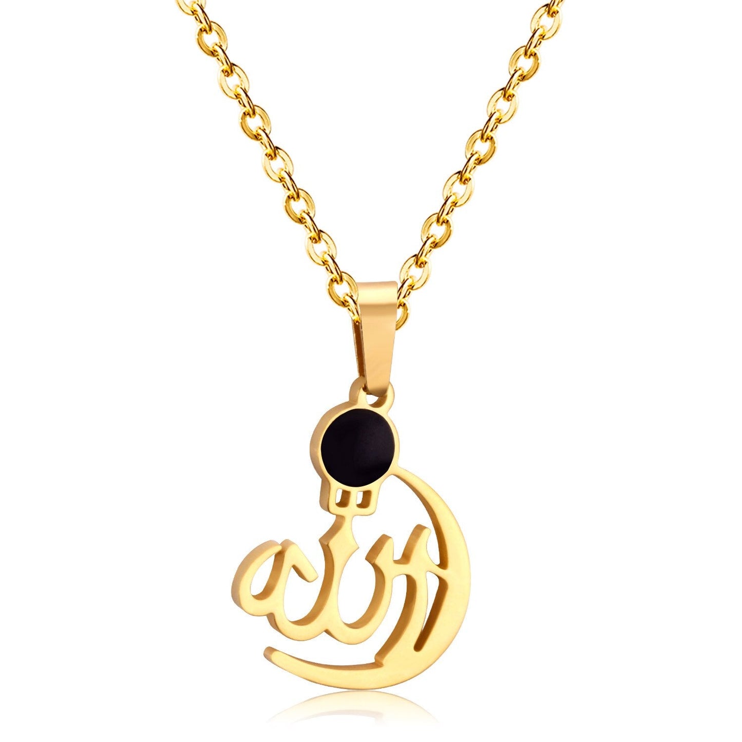 Black/Bule Round Shape Oil Drip Pendant Necklaces Stainless Steel Gold Color Chain Choker For Women Party Gift