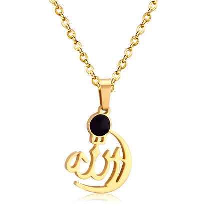 Black/Bule Round Shape Oil Drip Pendant Necklaces Stainless Steel Gold Color Chain Choker For Women Party Gift