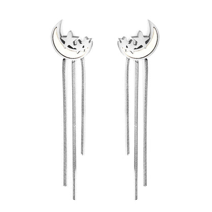 Stainless Steel Heart Tassel Earrings Lightning Drop Earrings For Woman Party Trendy Decor Fairy Moon Pendients Ear