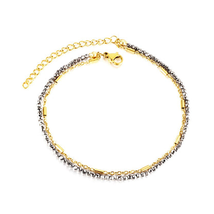 ASON Trendy Carbon Black Beads Accessories Multi-layer Chains Anklets Gold Color Stainless Steel For Women Jewelry Boho