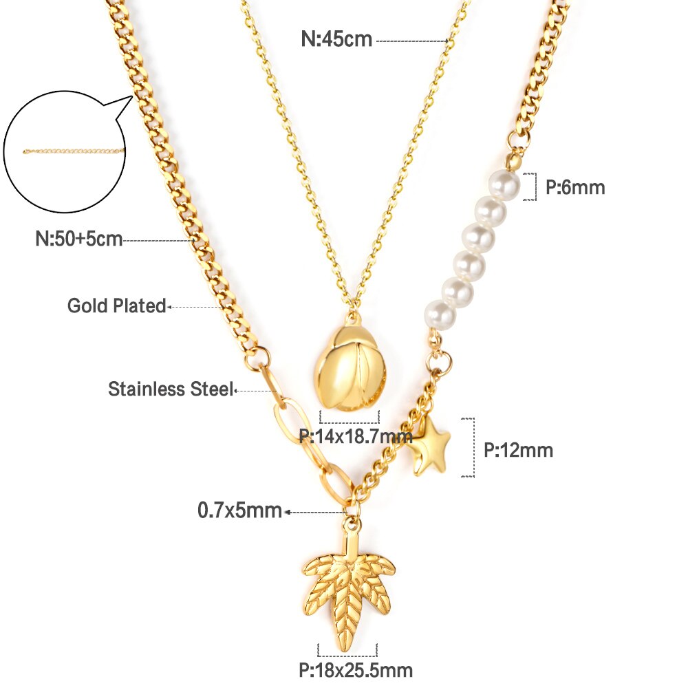 Gothic Multilayer Snake Crystal Necklace Women Gold Color Stainless Steel Double Chain Bohemian 2022 Trendy Jewelry