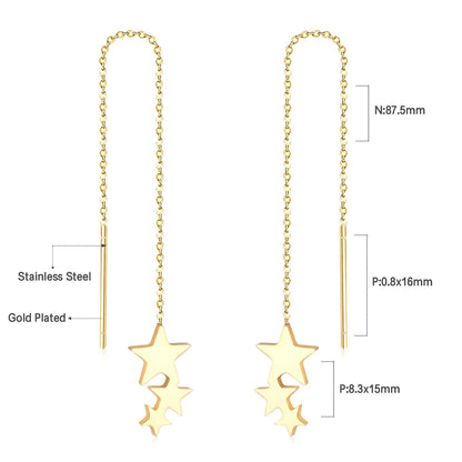 Simple Tassel Linear Chain Long Drop Earrings For Women Girl Geometric Star Hanging Ear Line Japan Korean Jewelry 2022