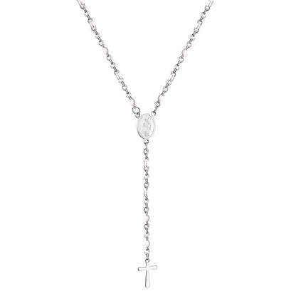 Wholesale Ason Long Scapular Catholic Rosaries Beads Christian Cross Pendant Necklaces Stainless Steel for Women Men Jewelry Chokers
