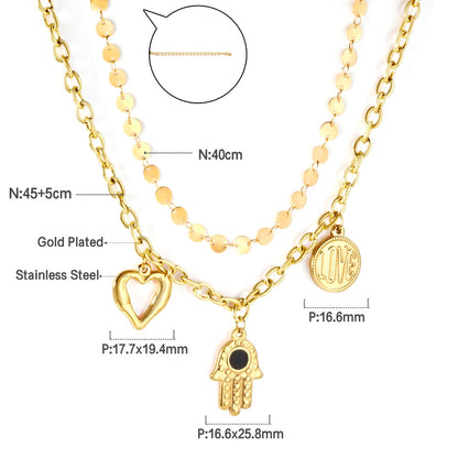 Gothic Multilayer Snake Crystal Necklace Women Gold Color Stainless Steel Double Chain Bohemian 2022 Trendy Jewelry