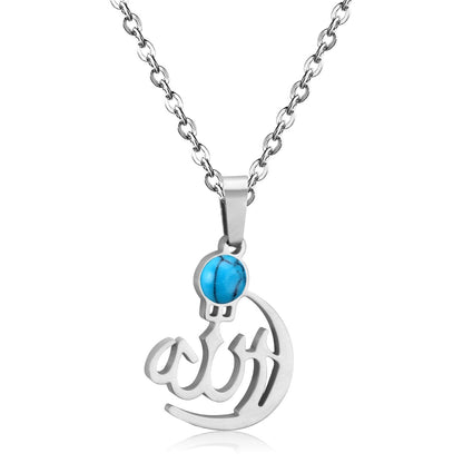 Black/Bule Round Shape Oil Drip Pendant Necklaces Stainless Steel Gold Color Chain Choker For Women Party Gift