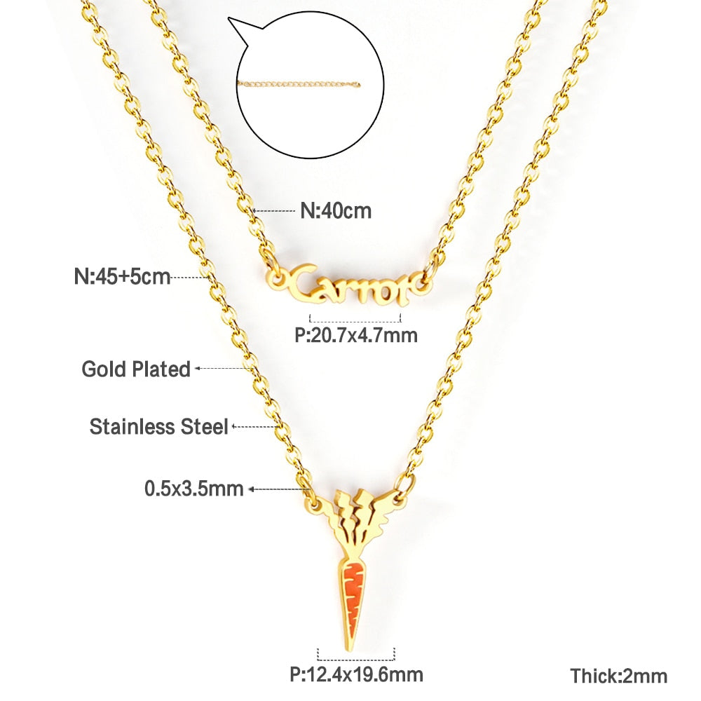 Enamel Girls Kids Jewelry Cute Crystal Strawberry Pendant Necklace for Women Stainless Steel Waterproof Sweet Choker Birthday Gifts