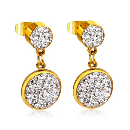ASON Round Cubic Zircnia Drop Earrings Stainless Steel 2022 New Punk Earrngs for Girl/Women Daily Wear