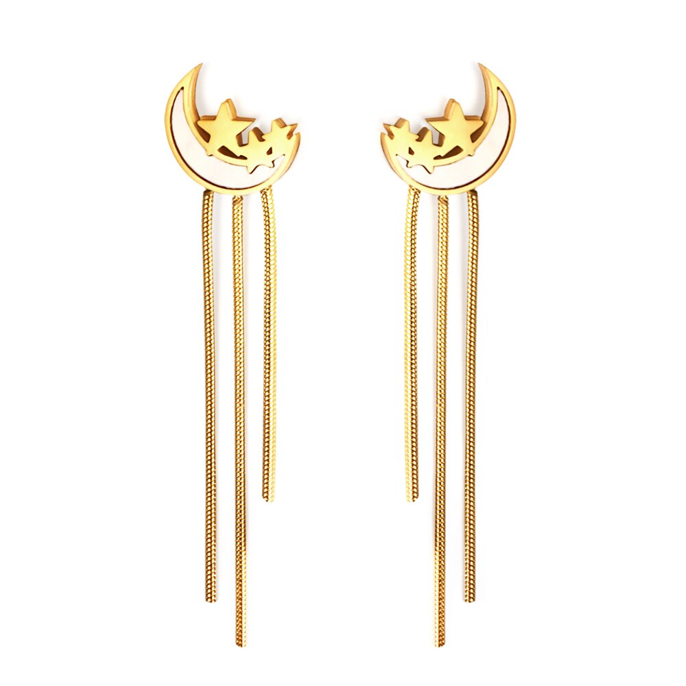 Stainless Steel Heart Tassel Earrings Lightning Drop Earrings For Woman Party Trendy Decor Fairy Moon Pendients Ear