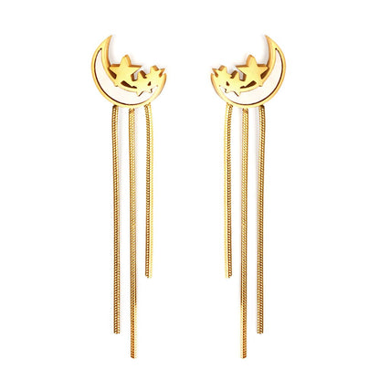 Stainless Steel Heart Tassel Earrings Lightning Drop Earrings For Woman Party Trendy Decor Fairy Moon Pendients Ear