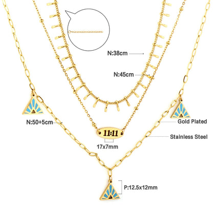 Vintage Multilayer Necklace For Women Stainless Steel Blue Evil Eyes Pendant Snake Figaro Chain Choker Y2k Jewelry