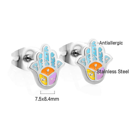 Stainless Steel Lucky Star Stud Earrings For Women Girls Gold Plated Silver Color Trendy Piercing Ear Wholesale