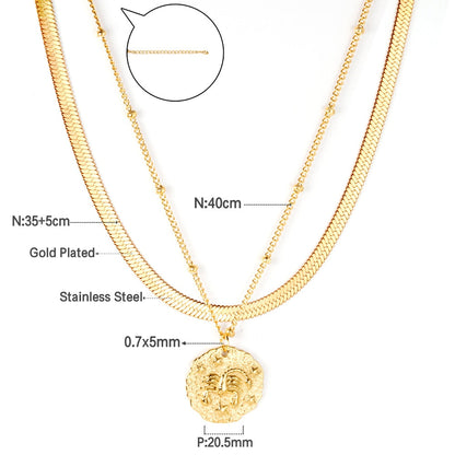 Gothic Multilayer Snake Crystal Necklace Women Gold Color Stainless Steel Double Chain Bohemian 2022 Trendy Jewelry